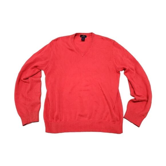 Brook Brothers 346 Supima Cotton V Neck Sweater, Size Medium, Coral Orange/Pink - Picture 2 of 7